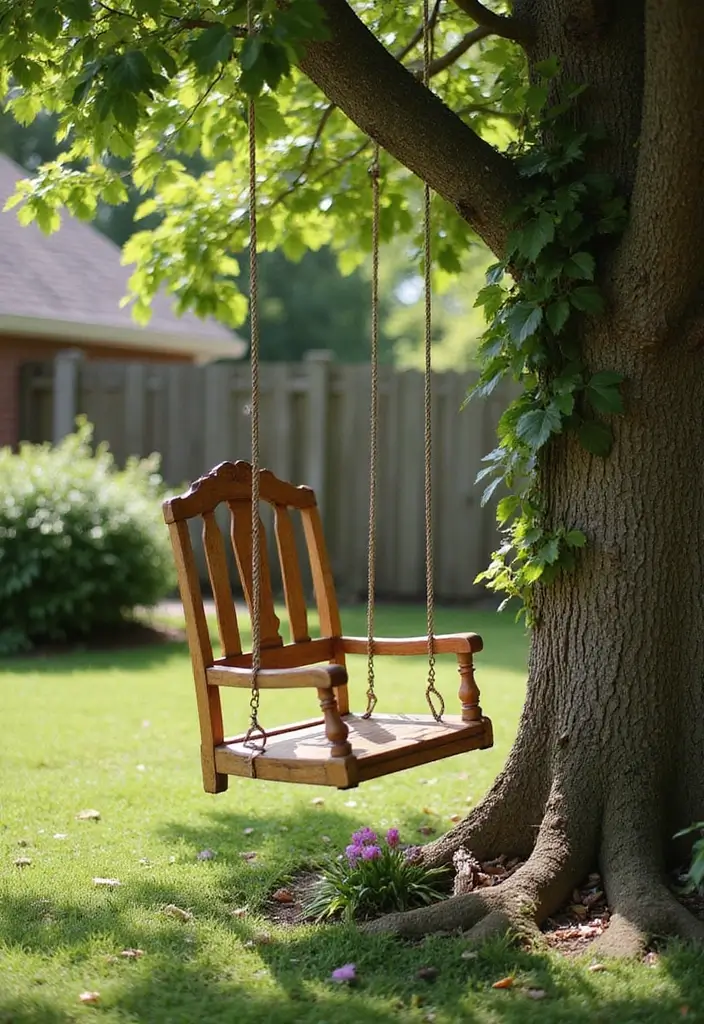 28 Outdoor Furniture DIY Projects for a Stylish Backyard 11 28 Outdoor Furniture DIY Projects for a Stylish Backyard - 11. Upcycled Chair Swing