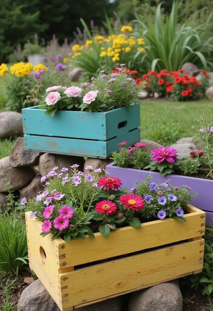 28 Outdoor Furniture DIY Projects for a Stylish Backyard 12 28 Outdoor Furniture DIY Projects for a Stylish Backyard - 12. Upcycled Wooden Crate Planters