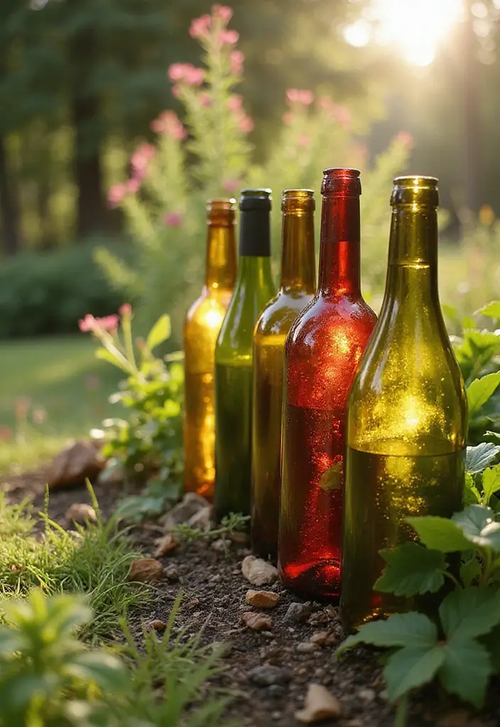 28 Outdoor Furniture DIY Projects for a Stylish Backyard 18 28 Outdoor Furniture DIY Projects for a Stylish Backyard - 18. Wine Bottle Garden Edging