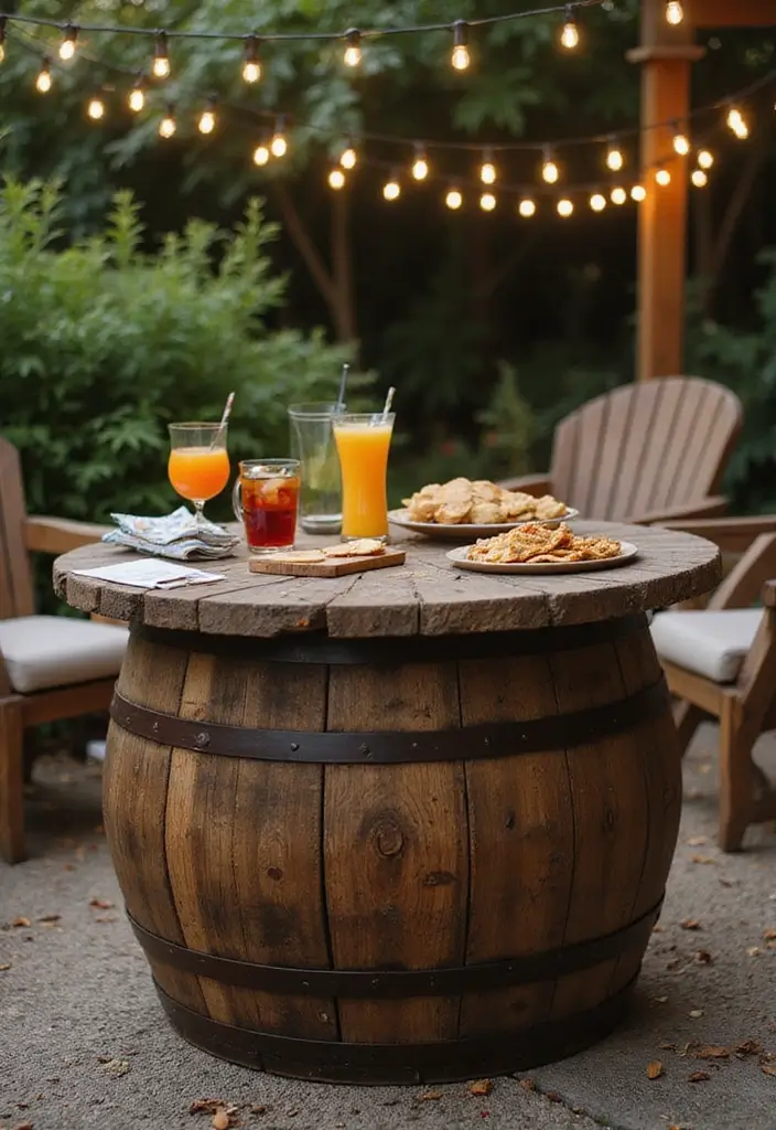 28 Outdoor Furniture DIY Projects for a Stylish Backyard 2 28 Outdoor Furniture DIY Projects for a Stylish Backyard - 2. Rustic Barrel Table