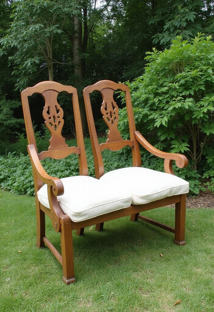 28 Outdoor Furniture DIY Projects for a Stylish Backyard 22 28 Outdoor Furniture DIY Projects for a Stylish Backyard - 22. Upcycled Bench from Old Chair Frames