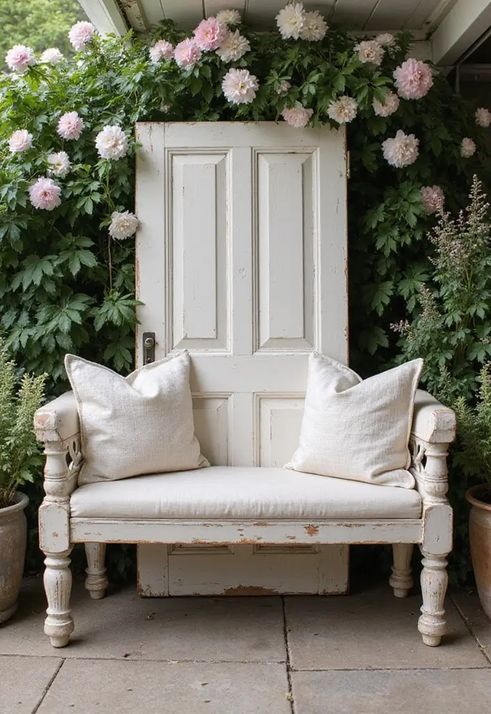 28 Outdoor Furniture DIY Projects for a Stylish Backyard 4 28 Outdoor Furniture DIY Projects for a Stylish Backyard - 4. Vintage Door Bench