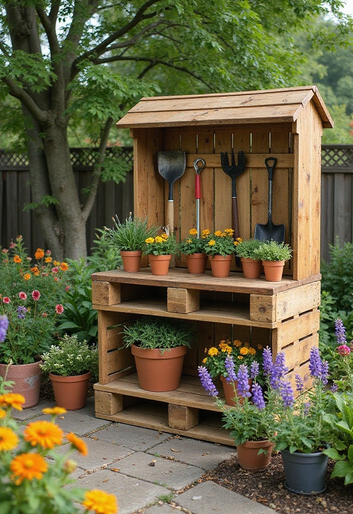 28 Outdoor Storage DIY Ideas That Are Brilliantly Practical 1 28 Outdoor Storage DIY Ideas That Are Brilliantly Practical - 1. Rustic Pallet Storage