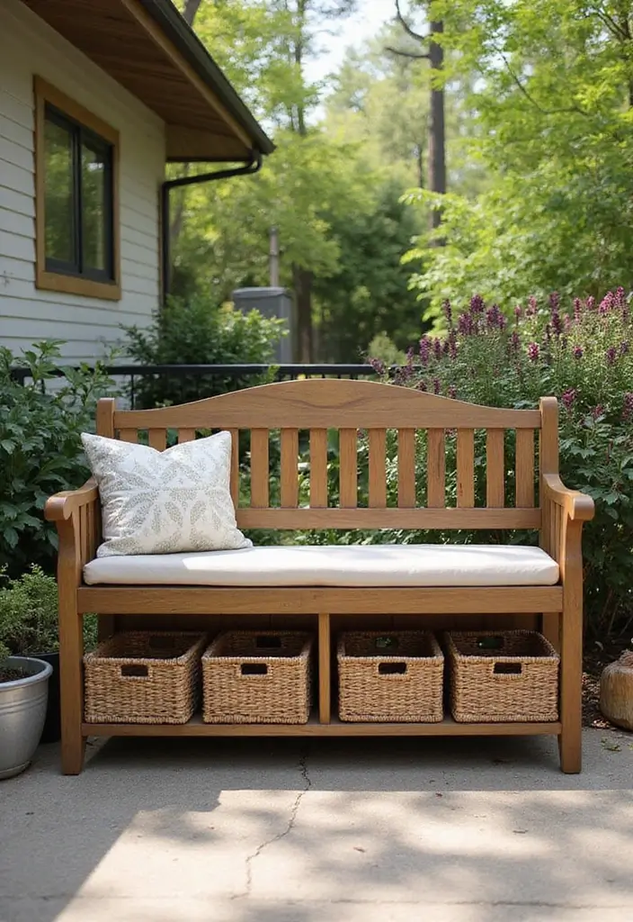28 Outdoor Storage DIY Ideas That Are Brilliantly Practical 12 28 Outdoor Storage DIY Ideas That Are Brilliantly Practical - 12. Under-Bench Storage