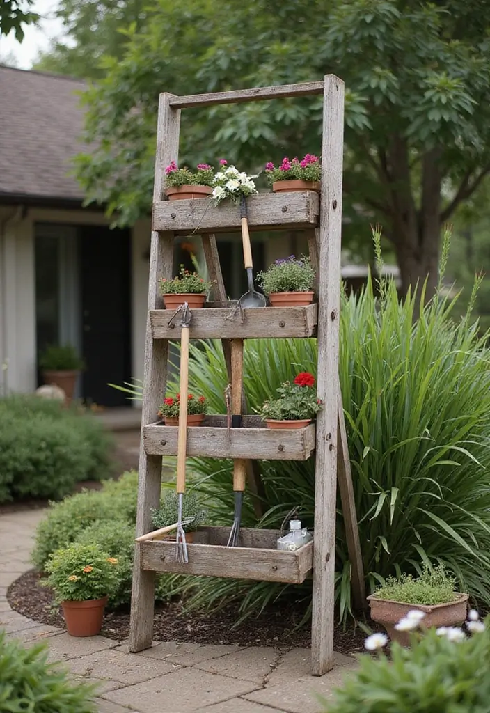 28 Outdoor Storage DIY Ideas That Are Brilliantly Practical 18 28 Outdoor Storage DIY Ideas That Are Brilliantly Practical - 18. Wooden Ladder Racks