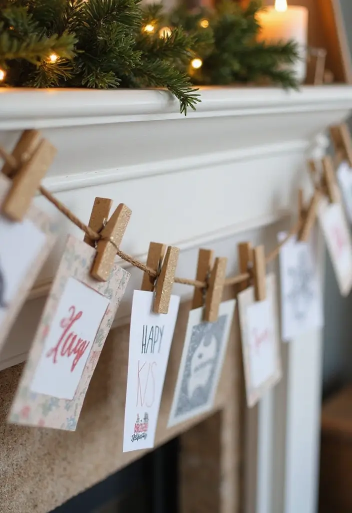 29 Cheap DIY Christmas Decorations That Look Luxe 12 29 Cheap DIY Christmas Decorations That Look Luxe - 12. Glittery Christmas Card Garland