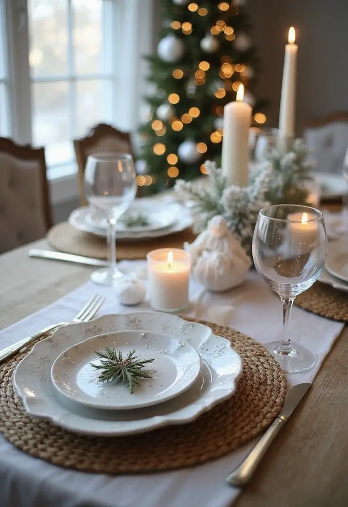 29 Cheap DIY Christmas Decorations That Look Luxe 17 29 Cheap DIY Christmas Decorations That Look Luxe - 17. Winter Wonderland Table Settings