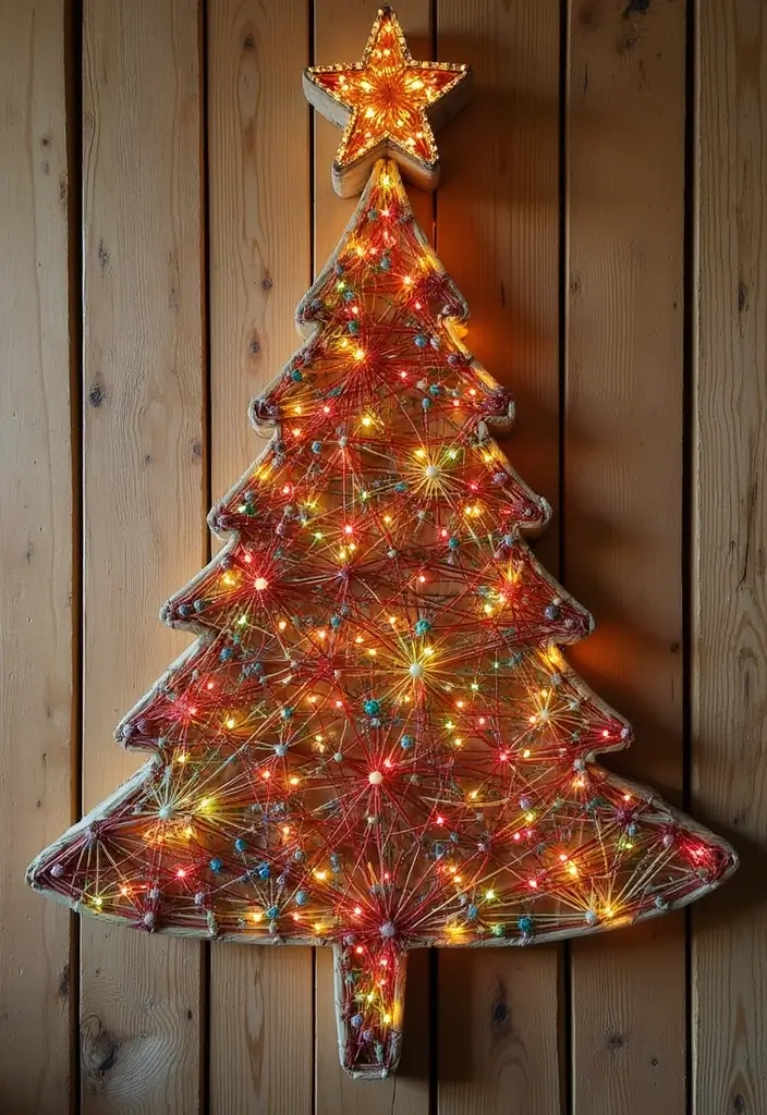 29 Cheap DIY Christmas Decorations That Look Luxe 8 29 Cheap DIY Christmas Decorations That Look Luxe - 8. Rustic String Art
