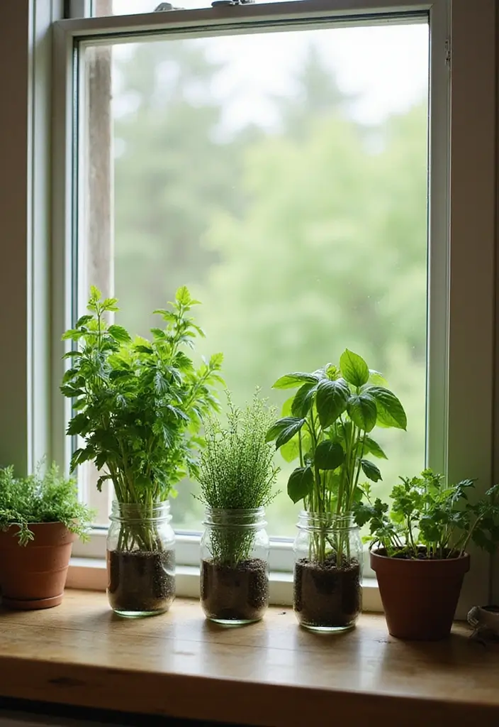29 Creative Home Decor Ideas DIY for Every Room - 15. Mason Jar Herb Garden
