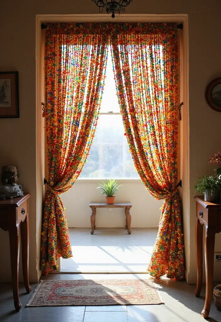 29 Creative Home Decor Ideas DIY for Every Room - 16. Artistic Bead Curtain