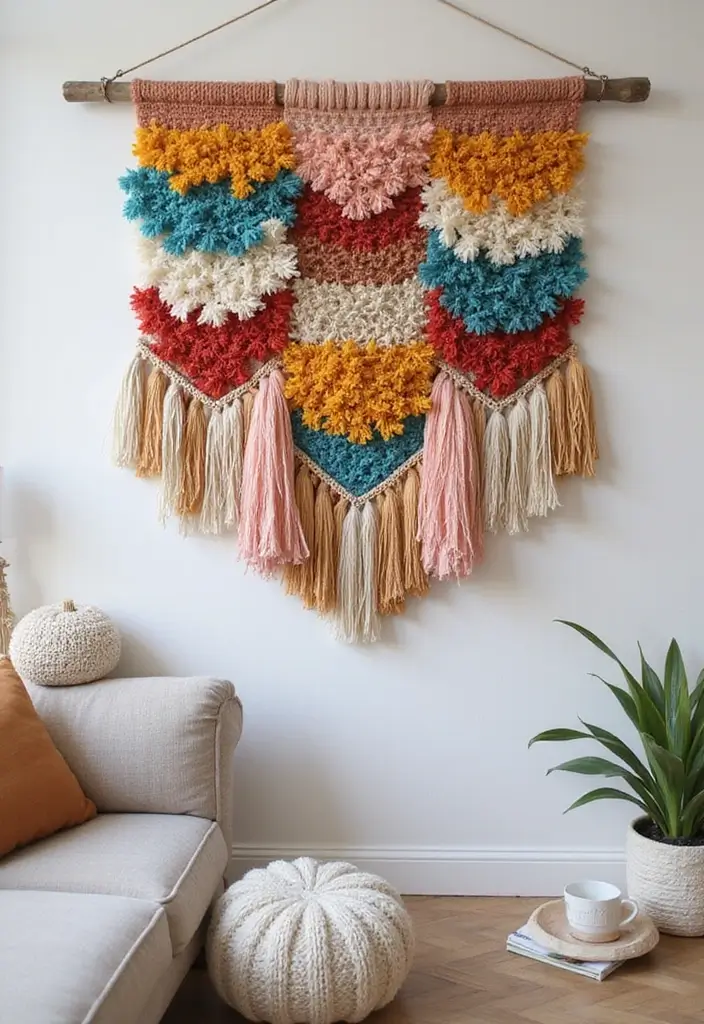 29 Creative Home Decor Ideas DIY for Every Room - 5. Fabric Scrap Wall Hanging