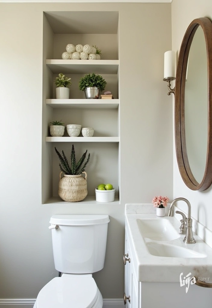 29 DIY Bathroom Ideas That Feel Spa-Like 21 29 DIY Bathroom Ideas That Feel Spa-Like - 21. Recessed Shelving