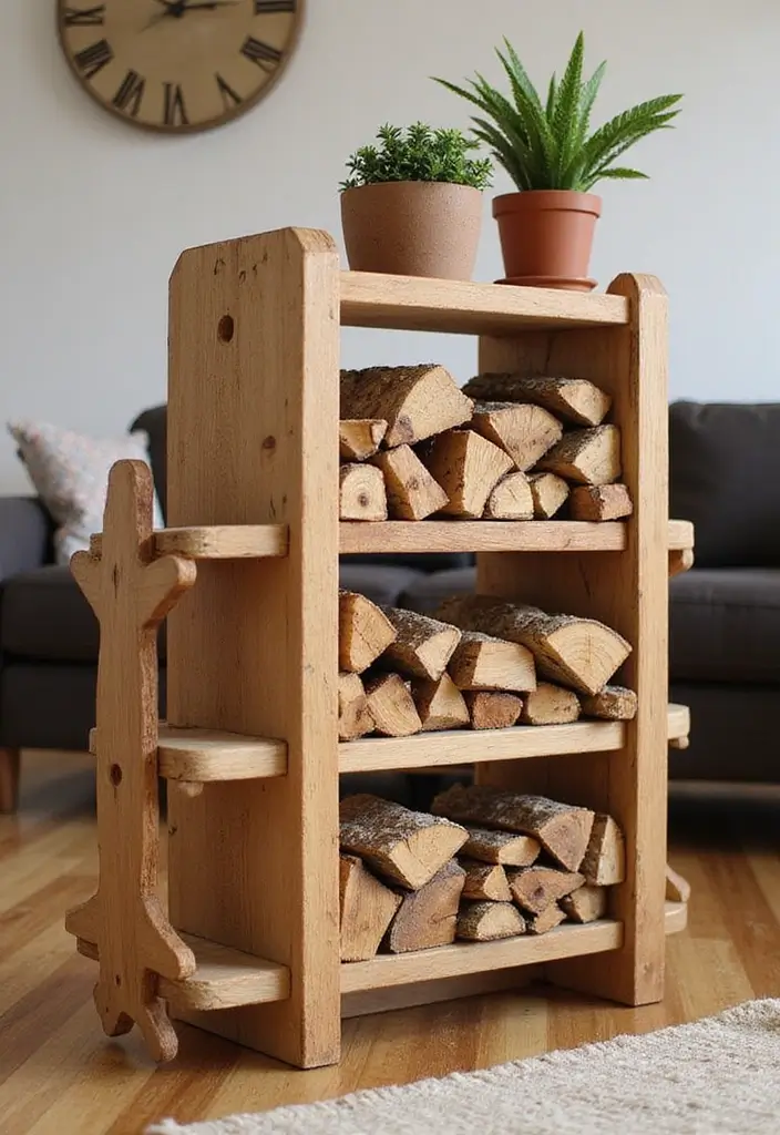 29 DIY Firewood Rack Ideas for Style & Function - 16. Tiered Firewood Holder