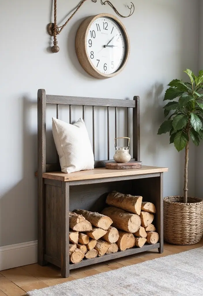 29 DIY Firewood Rack Ideas for Style & Function - 21. Furniture Style Firewood Rack