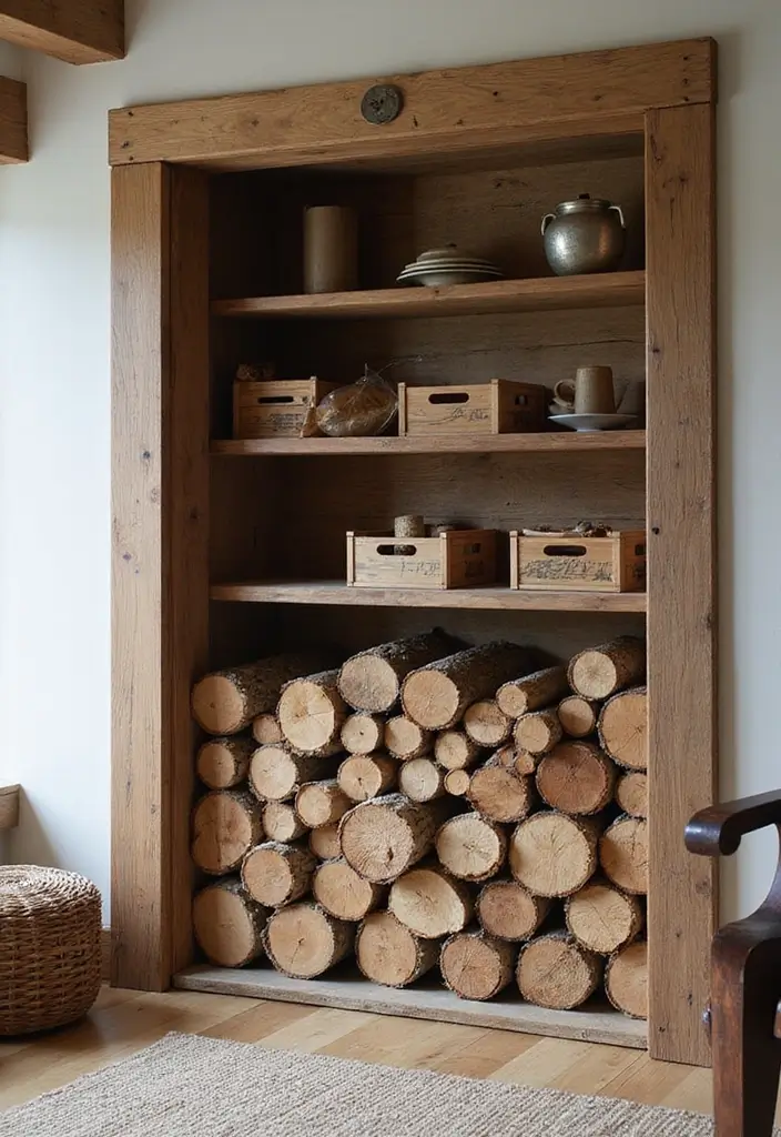 29 DIY Firewood Rack Ideas for Style & Function - 23. Firewood Storage Nook