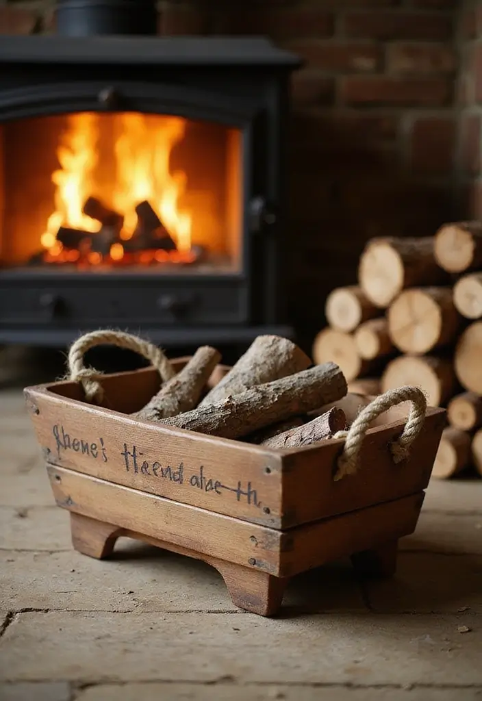 29 DIY Firewood Rack Ideas for Style & Function - 25. Simple Firewood Trug