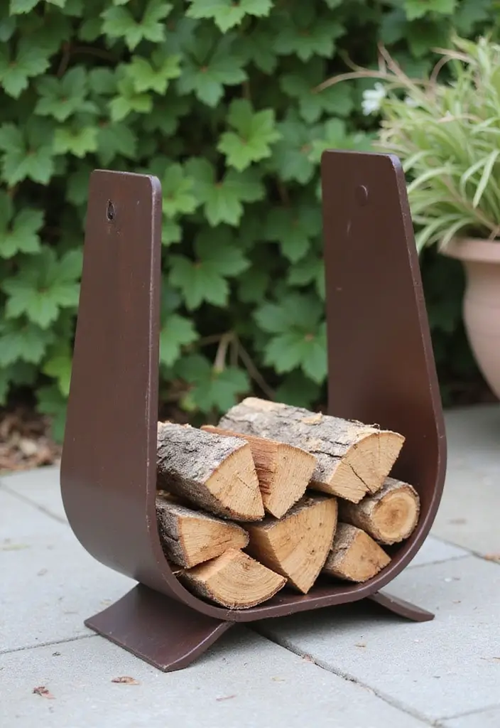 29 DIY Firewood Rack Ideas for Style & Function - 3. Metal Firewood Holder