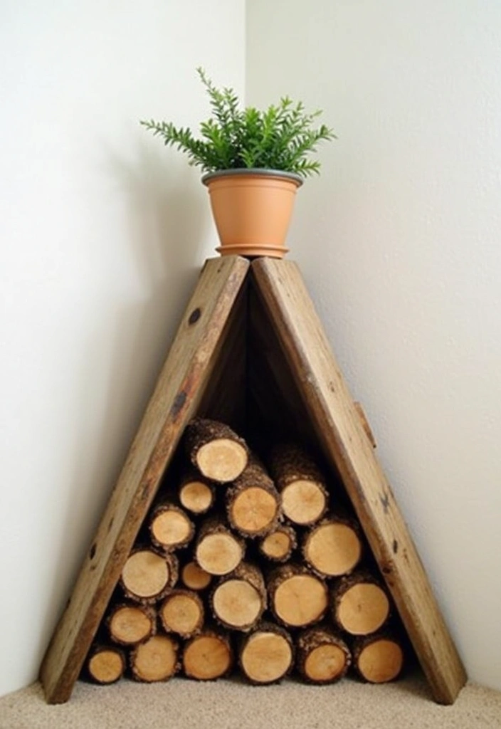 29 DIY Firewood Rack Ideas for Style & Function - 5. Corner Rack