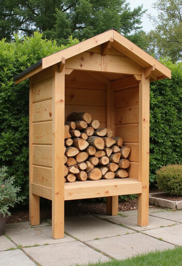 29 DIY Firewood Rack Ideas for Style & Function - 6. Outdoor Log Holder with Roof