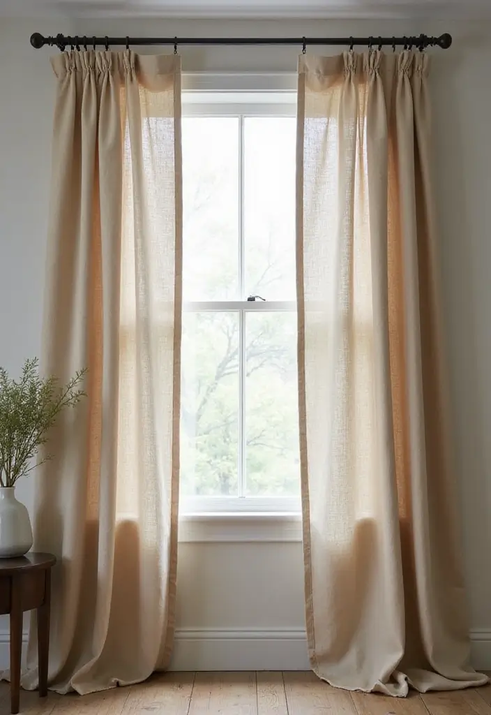 29 DIY Window Treatments That Look High-End - 1. Elegant Drop Cloth Curtains