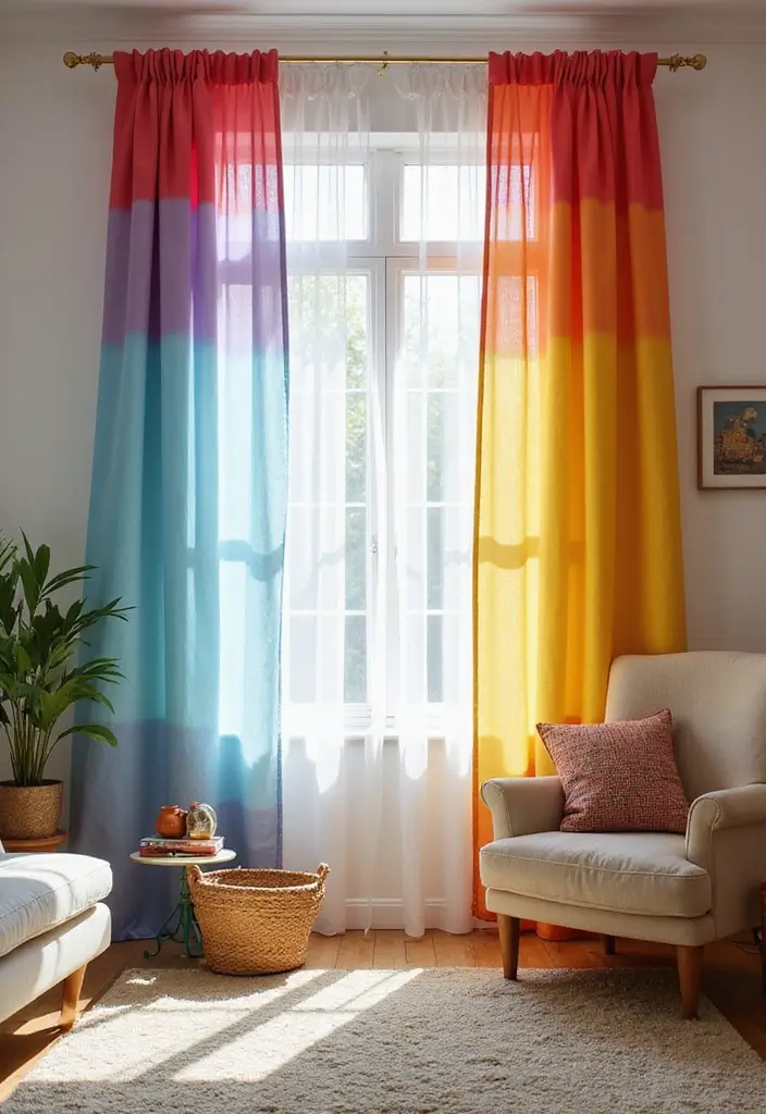 29 DIY Window Treatments That Look High-End - 18. Colorful Ombre Drapes