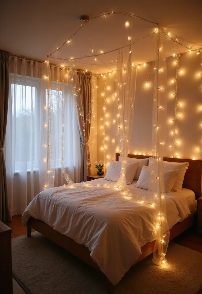 29 DIY Window Treatments That Look High-End - 24. Whimsical Fairy Light Curtains
