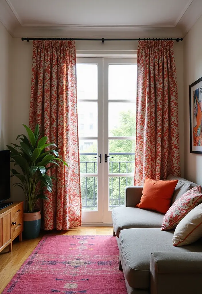 29 DIY Window Treatments That Look High-End - 25. Bold Graphic Print Curtains
