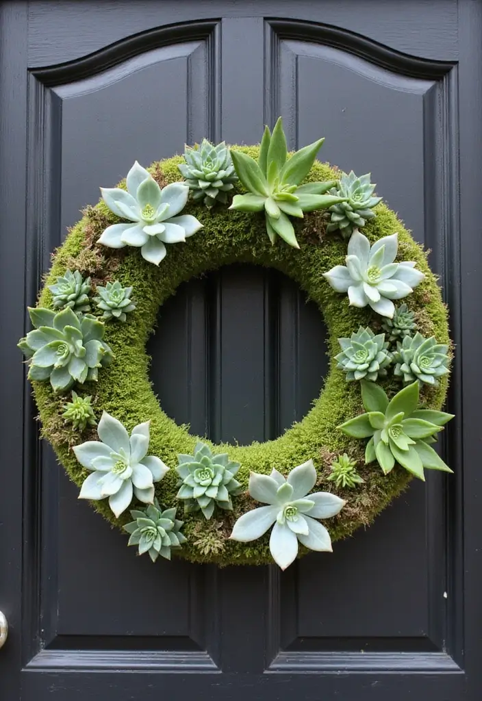 29 DIY Wreaths for Front Door That Guests Will Adore 14 29 DIY Wreaths for Front Door That Guests Will Adore - 14. Succulent Wreath
