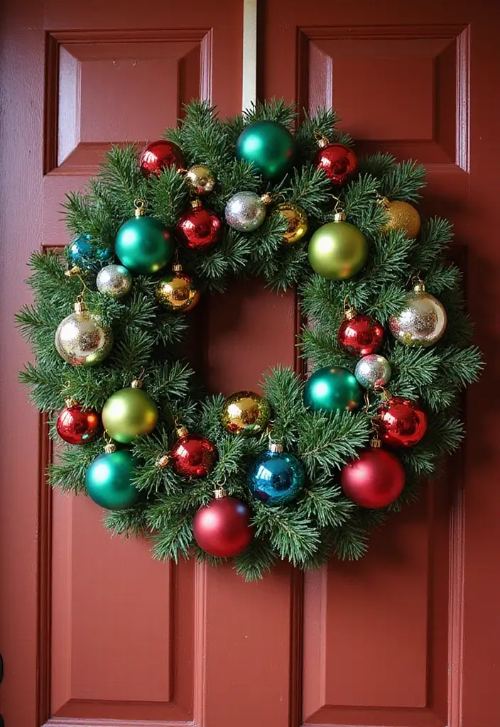 29 DIY Wreaths for Front Door That Guests Will Adore 17 29 DIY Wreaths for Front Door That Guests Will Adore - 17. Holiday Ornament Wreath