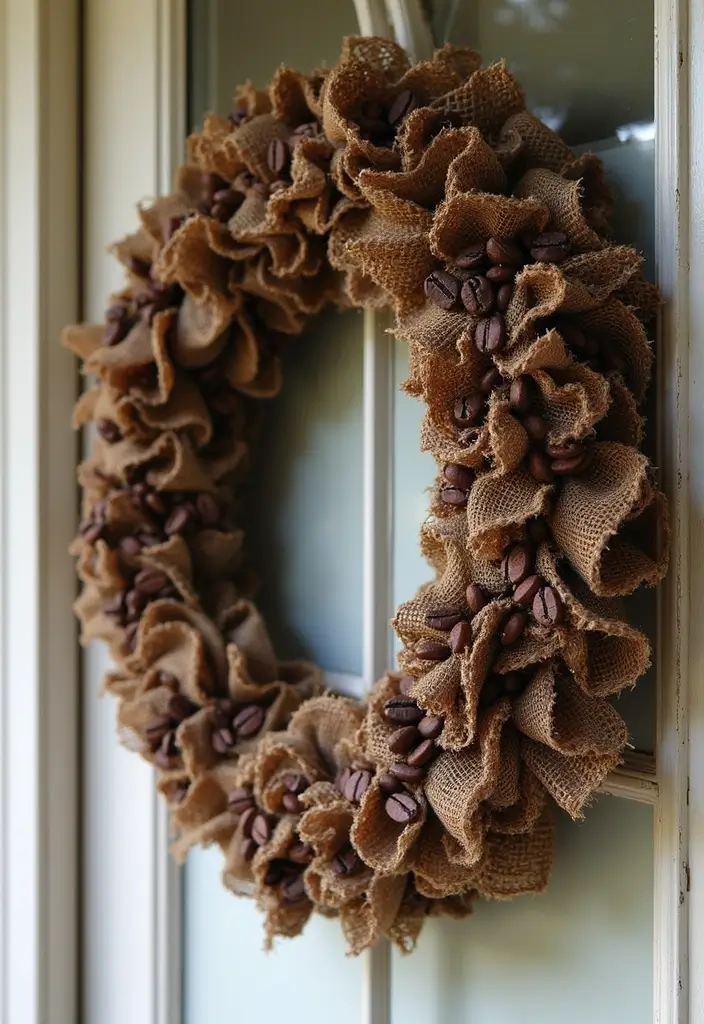 29 DIY Wreaths for Front Door That Guests Will Adore 18 29 DIY Wreaths for Front Door That Guests Will Adore - 18. Coffee-Themed Wreath