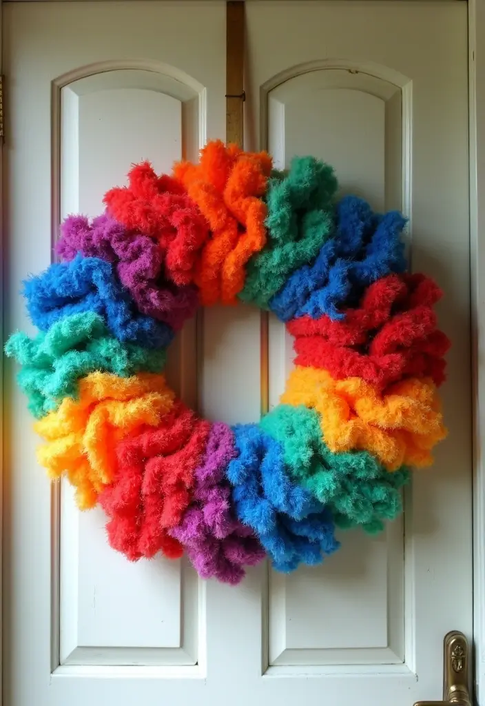 29 DIY Wreaths for Front Door That Guests Will Adore 20 29 DIY Wreaths for Front Door That Guests Will Adore - 20. Rainbow Wreath