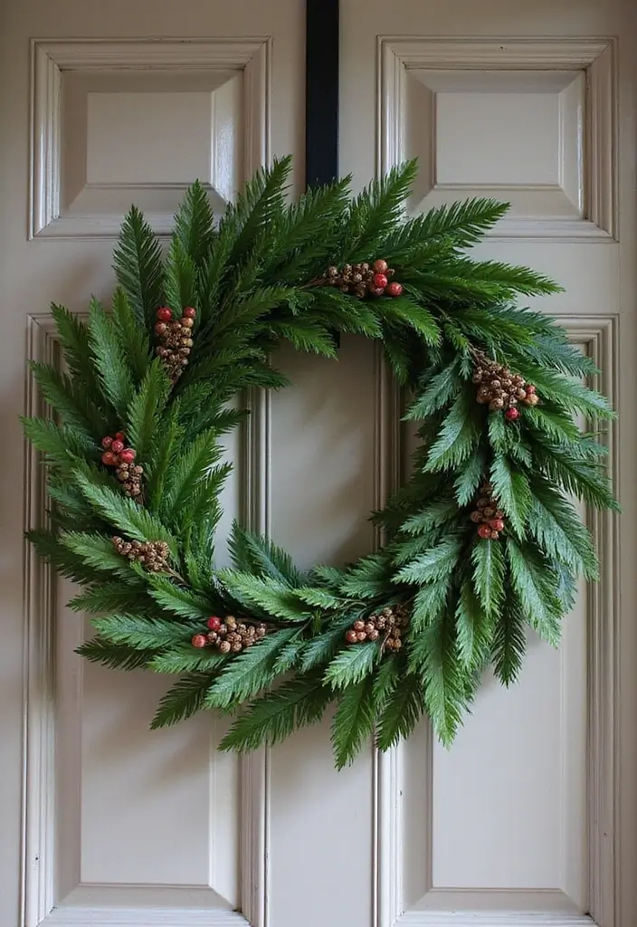 29 DIY Wreaths for Front Door That Guests Will Adore 21 29 DIY Wreaths for Front Door That Guests Will Adore - 21. Holiday Foliage Wreath
