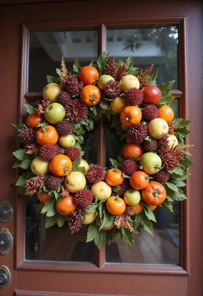 29 DIY Wreaths for Front Door That Guests Will Adore 26 29 DIY Wreaths for Front Door That Guests Will Adore - 26. Thanksgiving Cornucopia Wreath