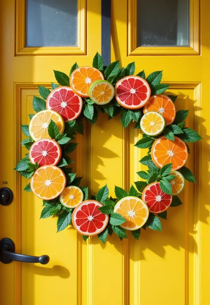 29 DIY Wreaths for Front Door That Guests Will Adore 27 29 DIY Wreaths for Front Door That Guests Will Adore - 27. Seasonal Citrus Wreath