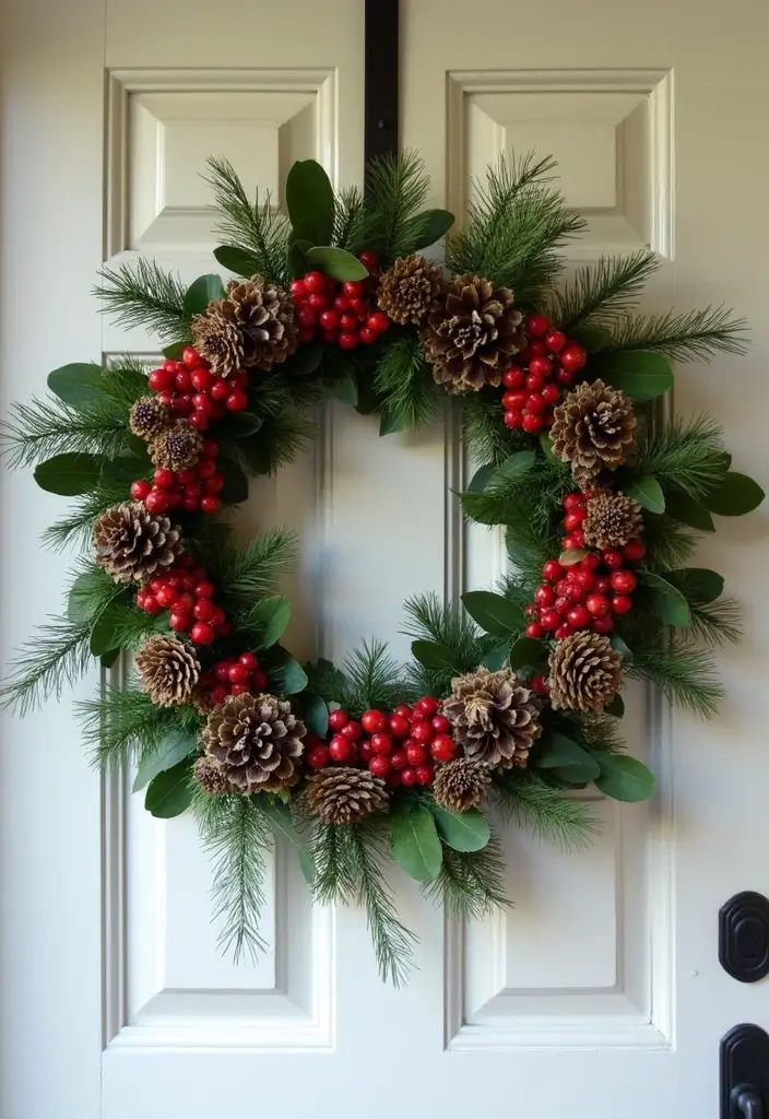29 DIY Wreaths for Front Door That Guests Will Adore 9 29 DIY Wreaths for Front Door That Guests Will Adore - 9. Berry and Pinecone Wreath