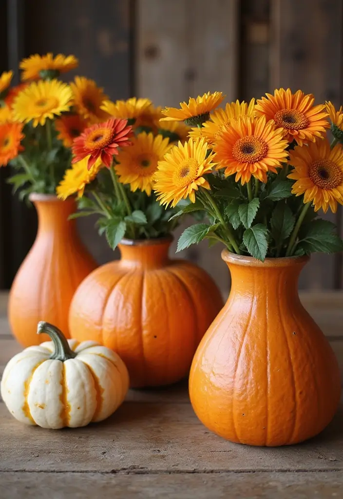 29 Fall Home Decor DIY Projects for a Warm Vibe 1 29 Fall Home Decor DIY Projects for a Warm Vibe - 1. Upcycled Pumpkin Vases