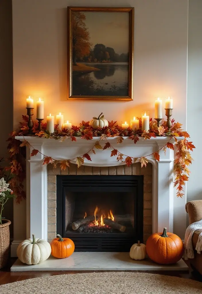 29 Fall Home Decor DIY Projects for a Warm Vibe 26 29 Fall Home Decor DIY Projects for a Warm Vibe - 26. Cozy Fireplace Mantel Decor