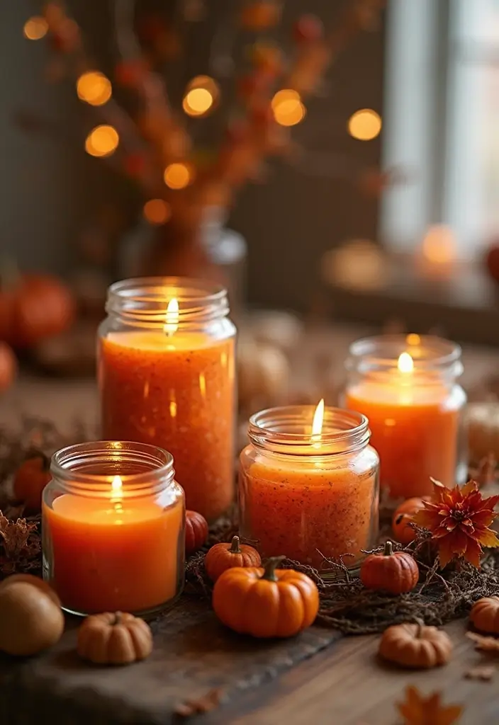 29 Fall Home Decor DIY Projects for a Warm Vibe 28 29 Fall Home Decor DIY Projects for a Warm Vibe - 28. Fall-Themed Candle Jars