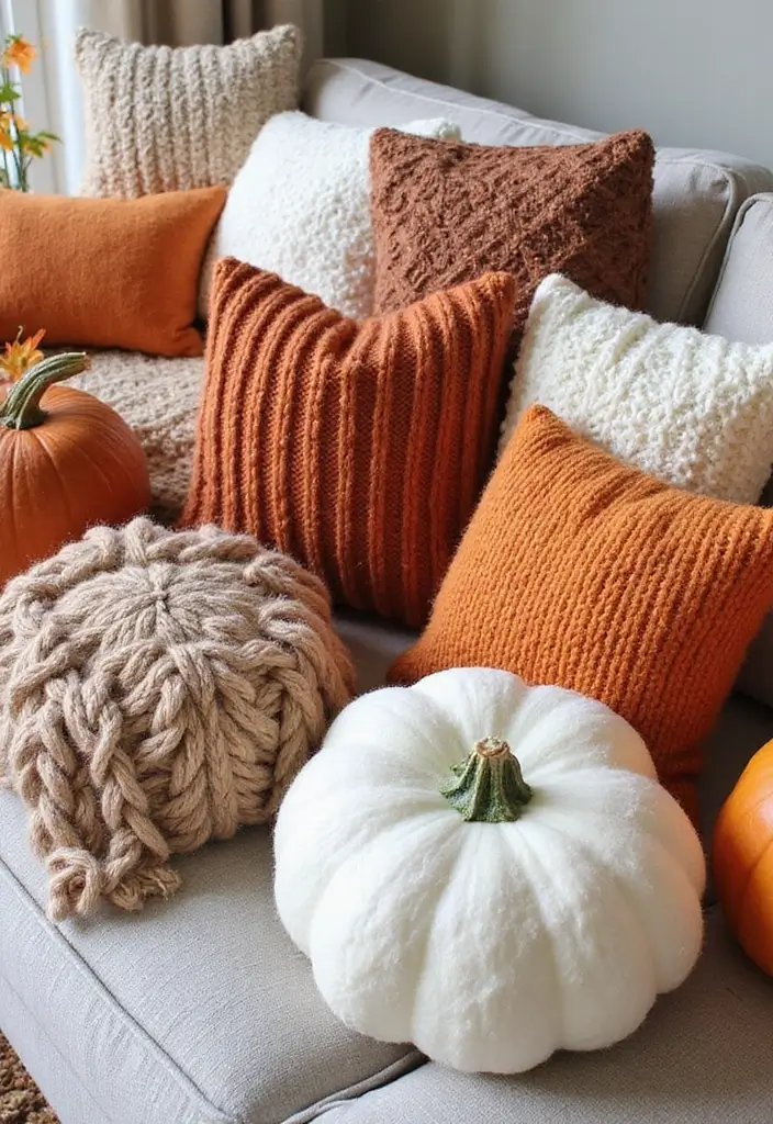 29 Fall Home Decor DIY Projects for a Warm Vibe 4 29 Fall Home Decor DIY Projects for a Warm Vibe - 4. Cozy Knit Throw Pillows