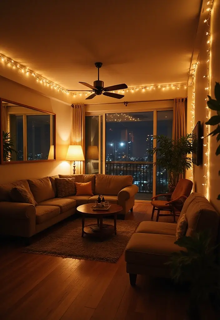29 Modern DIY Living Room Decor Ideas on a Budget 8 29 Modern DIY Living Room Decor Ideas on a Budget - 8. Brighten with String Lights