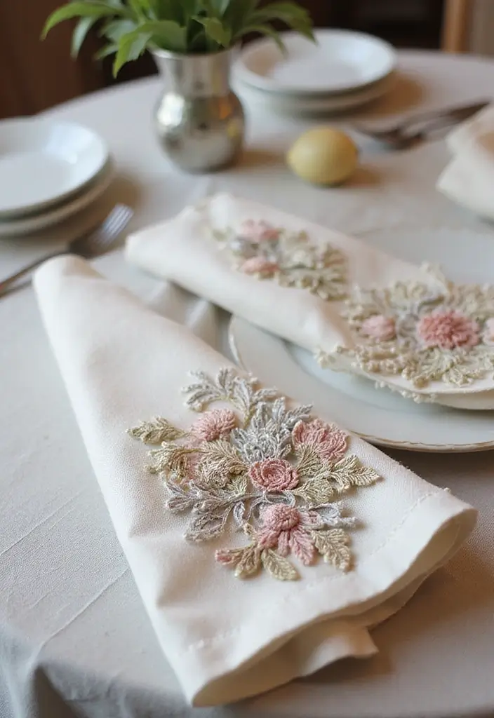 29 Napkin Holder DIY Ideas for Every Occasion 23 29 Napkin Holder DIY Ideas for Every Occasion - 23. Embroidered Napkin Holders