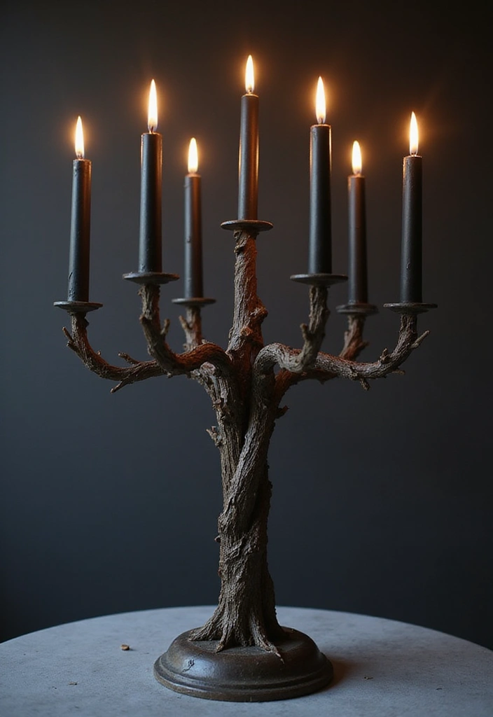 29 Unique DIY Gothic Decor Projects That Set the Mood - 1. Candelabra of Shadows