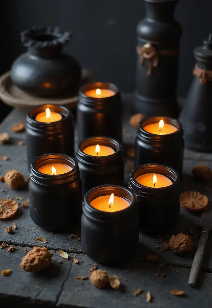29 Unique DIY Gothic Decor Projects That Set the Mood - 10. Spooky Candle Jars