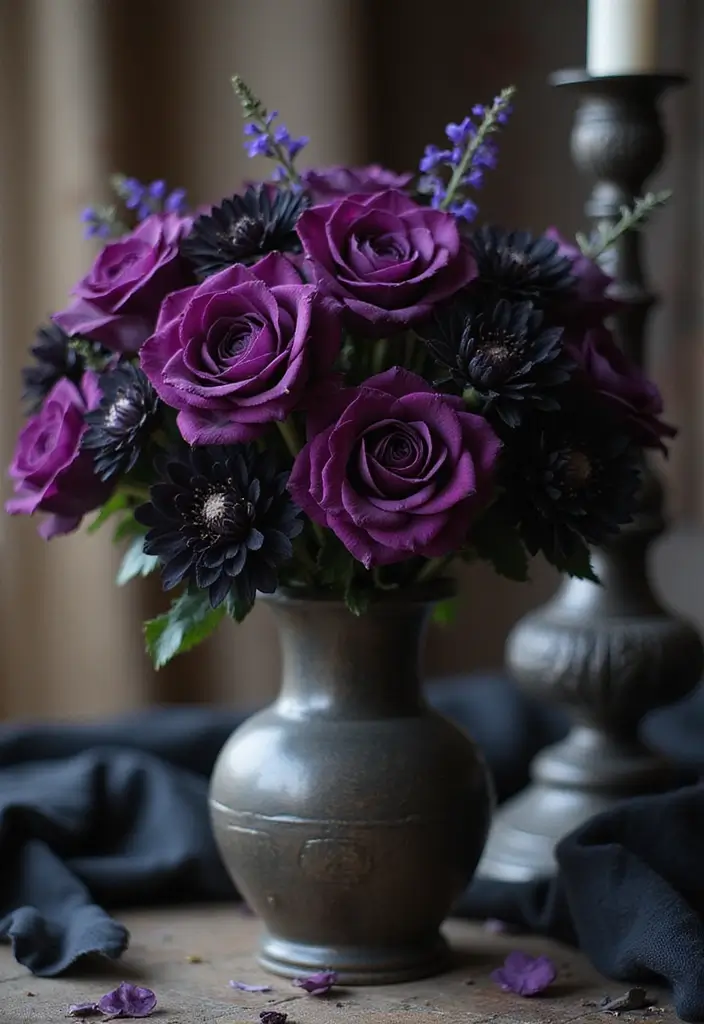 29 Unique DIY Gothic Decor Projects That Set the Mood - 11. Dark Floral Arrangements