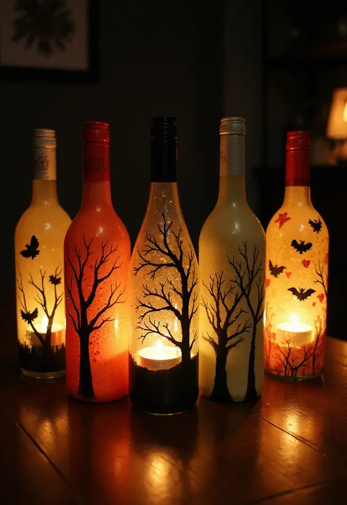 29 Unique DIY Gothic Decor Projects That Set the Mood - 12. Candlelit Wine Bottles