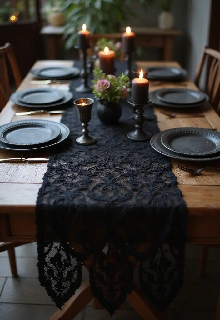 29 Unique DIY Gothic Decor Projects That Set the Mood - 17. DIY Gothic Table Runner