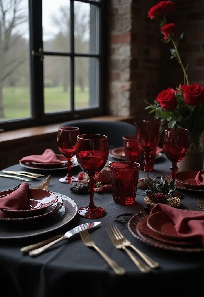 29 Unique DIY Gothic Decor Projects That Set the Mood - 19. Blood-Red Glassware