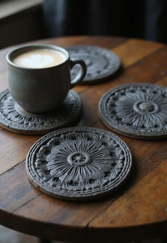 29 Unique DIY Gothic Decor Projects That Set the Mood - 20. Gothic Coasters