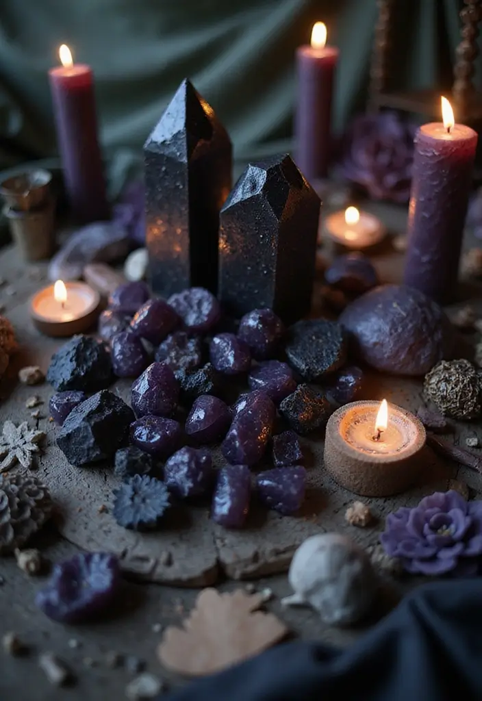 29 Unique DIY Gothic Decor Projects That Set the Mood - 21. Dark Crystal Accents
