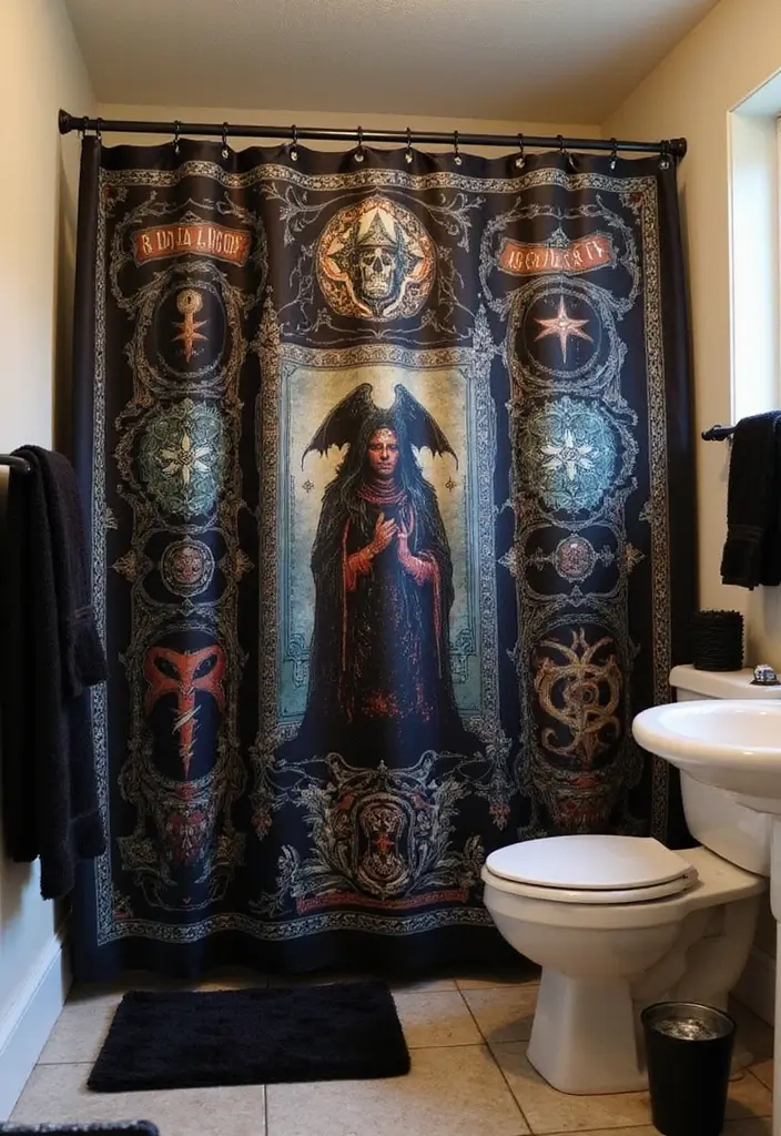 29 Unique DIY Gothic Decor Projects That Set the Mood - 27. Mystical Shower Curtain